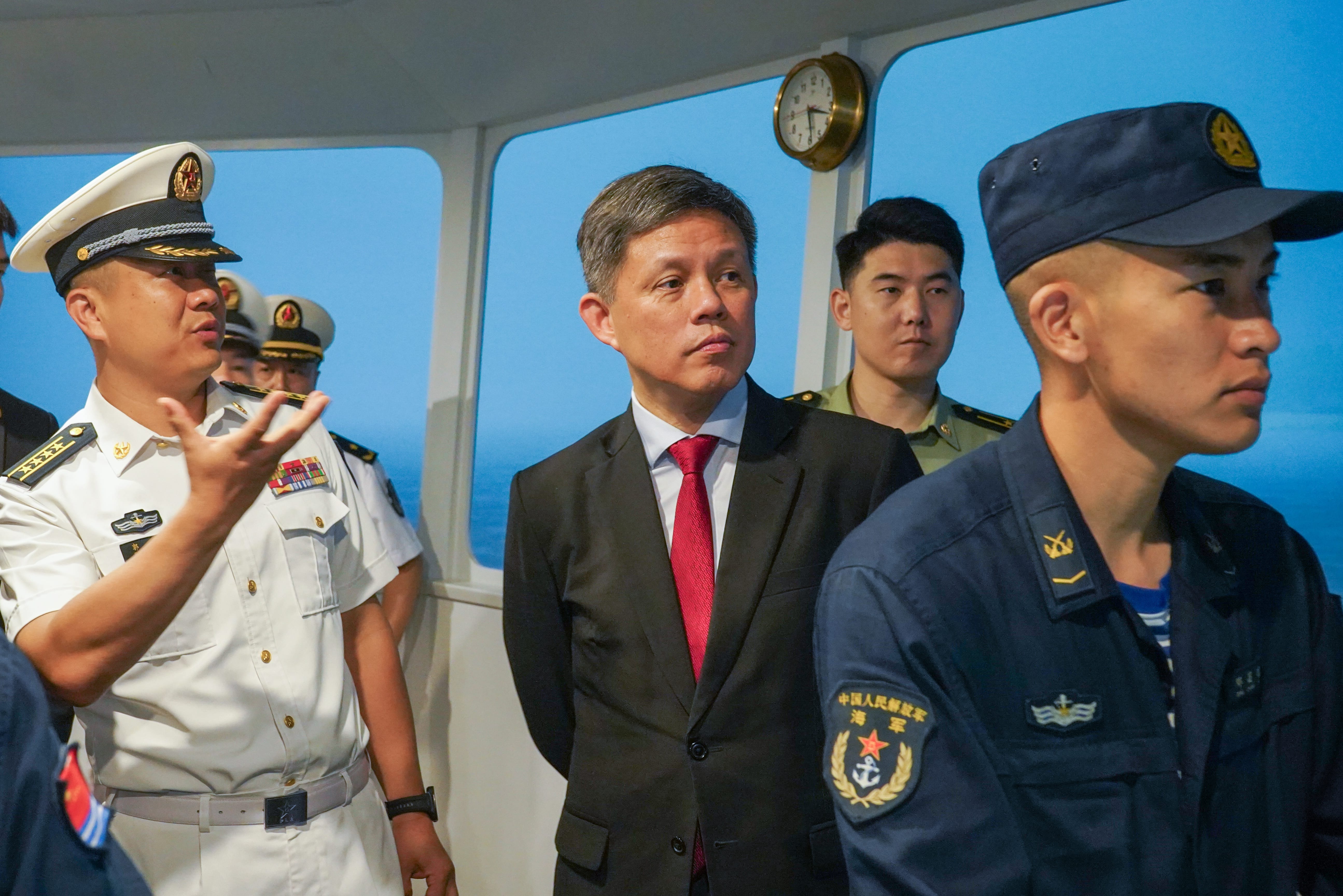 Mr Chan received a brief on the PLA Navy’s simulation training system at the PLA STC Navy headquarters this afternoon.
